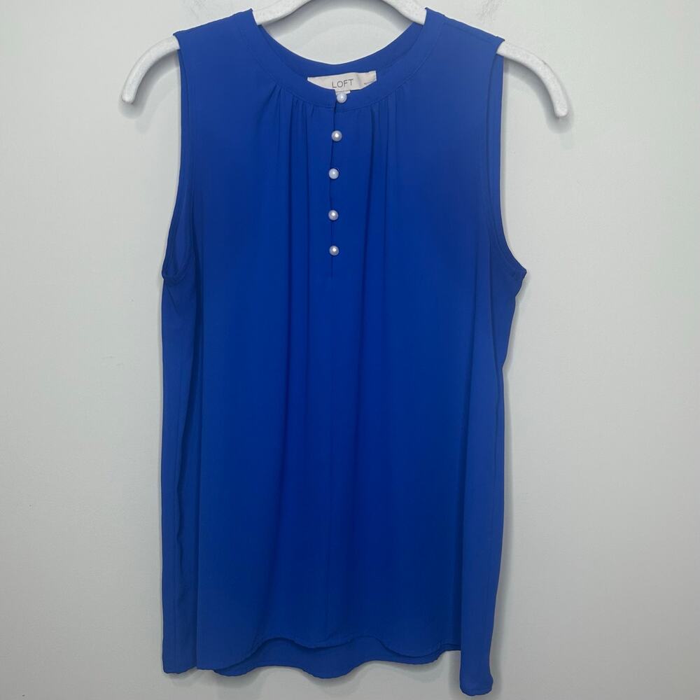 LOFT Petites Blue Sleeveless Shirt Size MP